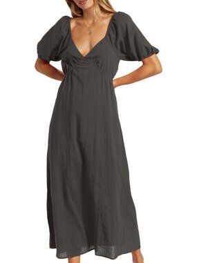 Billabong Love Fade Puff Sleeve Maxi Dress - Small